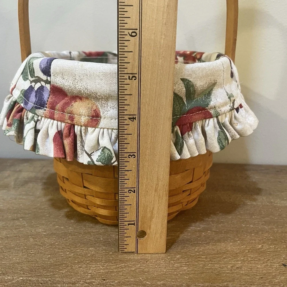 Longaberger 2000 Small Fruit Basket Fruit Medley Liner Protector Handwoven USA